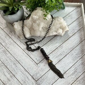 Garnet Beaded Tassel Gemstone Necklace Long Chain